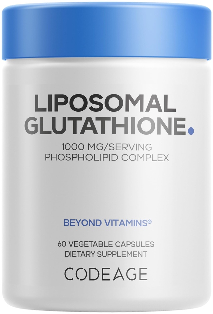 Codeage Liposomal Glutathione 1000 mg Supplement, High-Potency Reduced L-Glutathione - Liposomal Leverans - Fosfolipider - Icke-GMO, Glutenfri - 60 kapslar