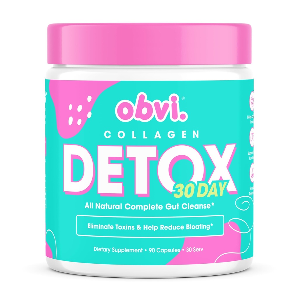 Obvi Detox Colon Cleanse Supplement | Främjar Digestive och Gut Health, Bloating Relief, hjälper till att ta bort gifter | Immune Support med mjölk Thistle, Psyllium Husk, Senna Leaf | 90 kapslar | 30 portioner