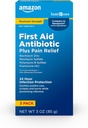 Grundläggande vård Maximal Styrka Första Hjälpen Trippel Antibiotisk salva, Smärtlindring För Mindre Cuts, Skrapor och Brännor, 3 ounce (Pack av 1)