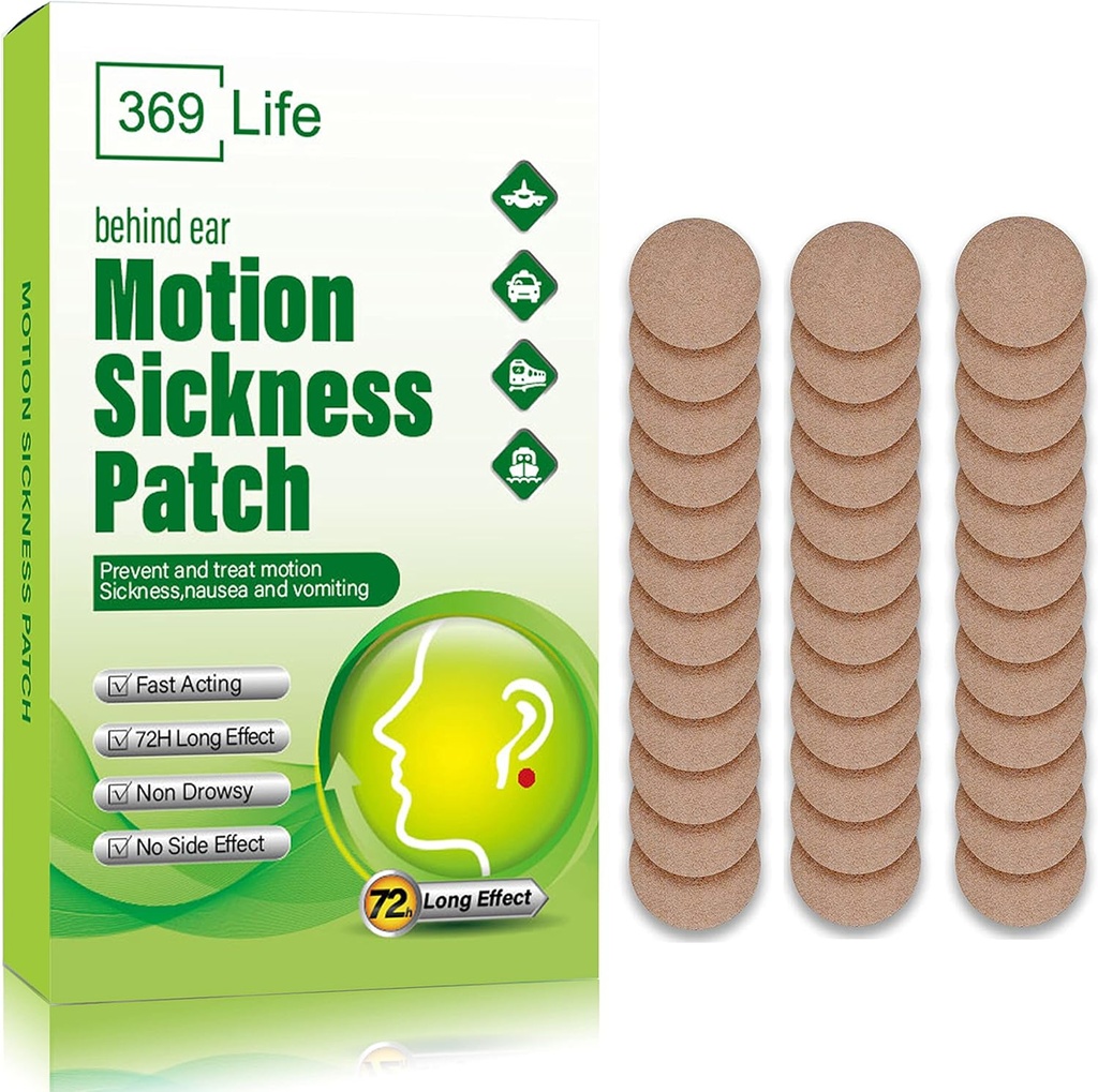 Motion Sickness Patches for Car and Boat Rides, Ships, Cruise and Airplane & Other Forms of Transport - Travel Essentials, for Adults and Kids (48 Count)