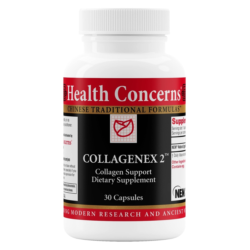 Hälsokonserner Collagenex 2 – Collagen Supplement för gemensamt stöd och flexibilitet – Natural Eggshell Membrane for Men & Women – Connective Tissue Support – Chinese Herbal Supplement – 30 kapslar