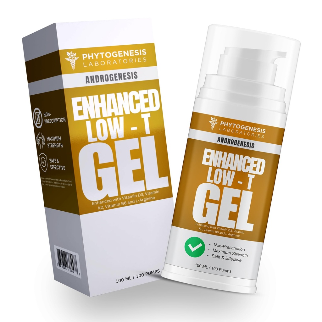 Förbättrad formel - Låg T Support Gel - T Booster för män - Muscle Recovery, Energy Booster, Healthy Aging - Nu med vitaminer D3, K2, B6 och L-arginin