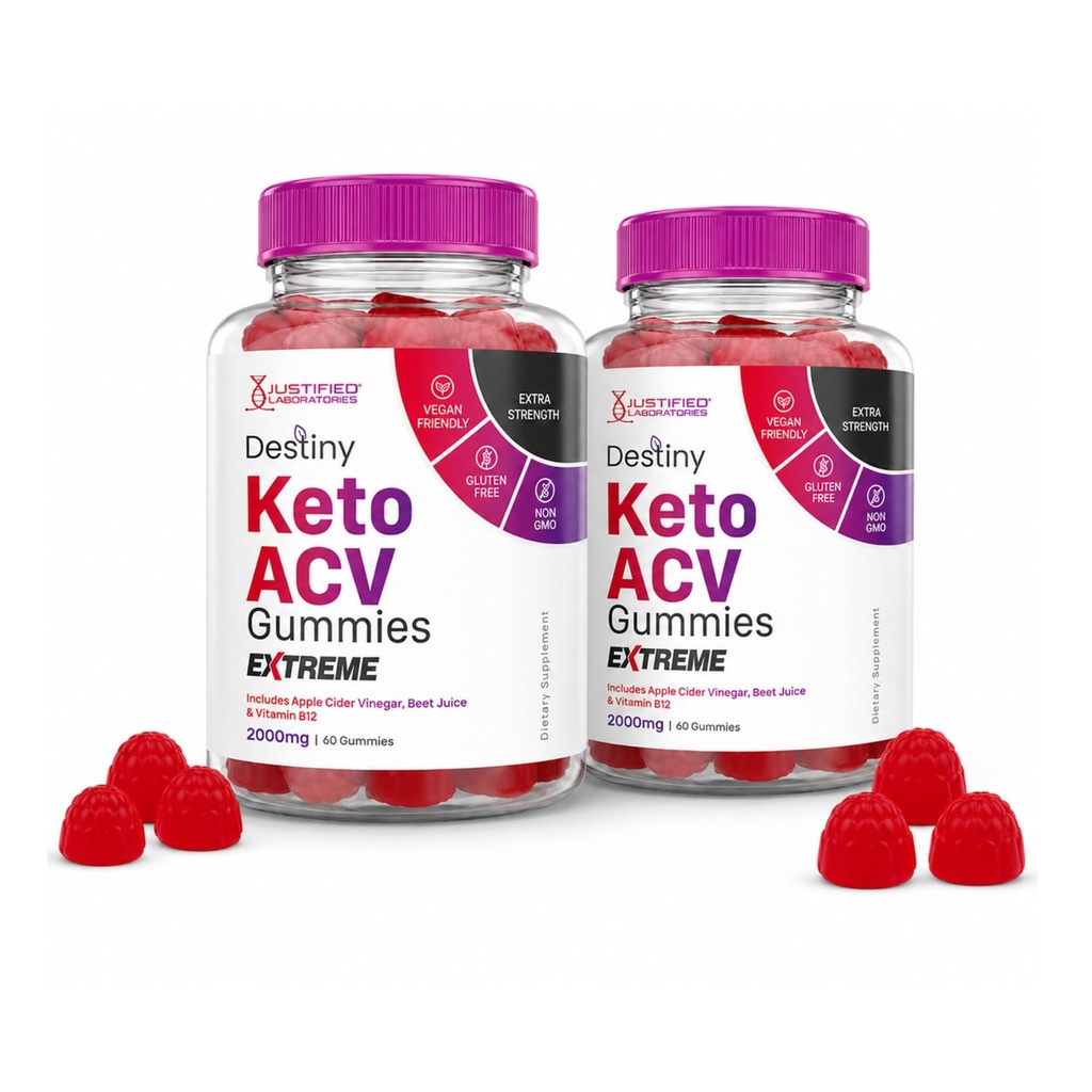 Justified Laboratories (2 Pack Destiny Keto ACV Gummies Extreme 2000MG Destiny Keto Gummies Advanced Formel Apple Cider Vinegar med granatäpplebet Juice Powder B12 Vegan Non GMO 120 Gummys