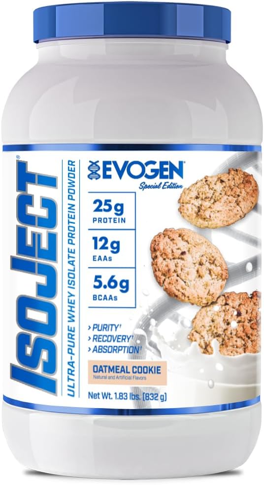 Evogen Isoject - Whey Protein Isolate | Ultra-Pure Whey Protein Powder med Ignitor Enzymes, BCAAs och EAAs | Förbättrad Absorption & Recovery | Oatmeal Cookie | 26 Servings