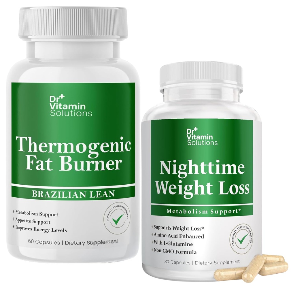 DR VITAMIN SOLUTIONS Thermogenic Fat Burner & Nighttime Weight Loss Pills for Women, Waist Trimmer & Supplements for Bloating for Women & Men, 120 Capsules
