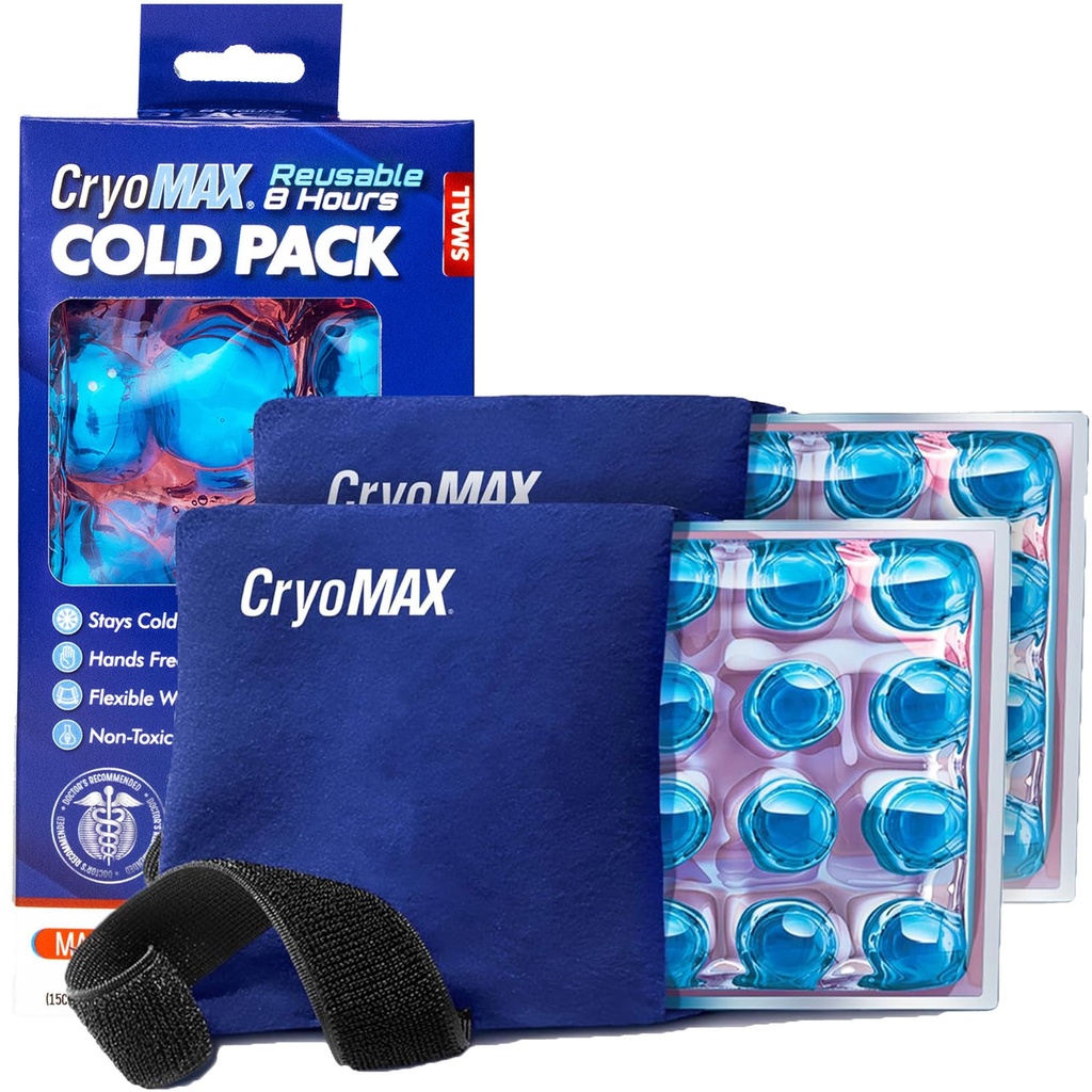 CryoMAX Cold Pack, Reusable, 8 Hour Cold Therapy Ice Pack, Small, 6 "x 6" (Pack of 2)
