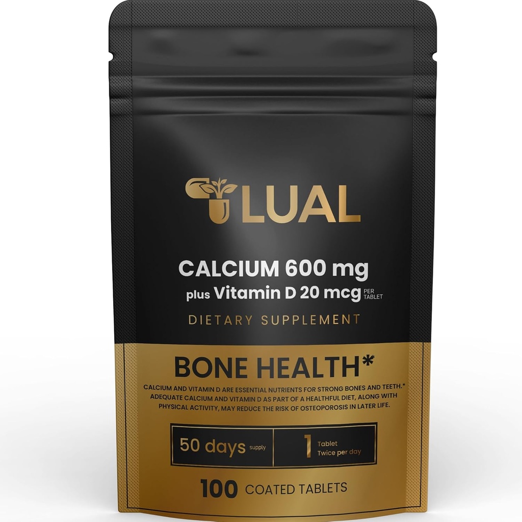 LUAL Calcium Bone Health Kosttillskott tabletter, 600 mg, 100 greve