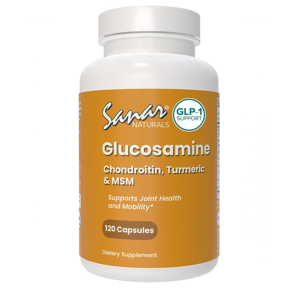 Sanar Naturals Glucosamine Chondroitin MSM Turmeric - Gemensamt stöd tillskott för knän, rygg, händer och kropp - Icke-GMO, Gluten Free, 120 kapslar