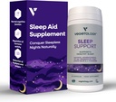 Sömnstöd Vegan Supplements (60 kapslar) - Djupa Sömntillskott för vuxna och barn - Sömnbalsam matförsörjning - Hälsosam sömnhjälp - Kosttillskott för att hjälpa sömn