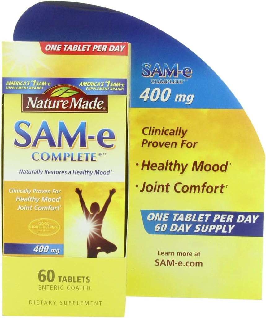 Nature Made SAM-e Complete 400 mg. Tablet (Hjälpar stödjer hälsosamt humör och gemensamma komfort) Värdestorlek 60 ct