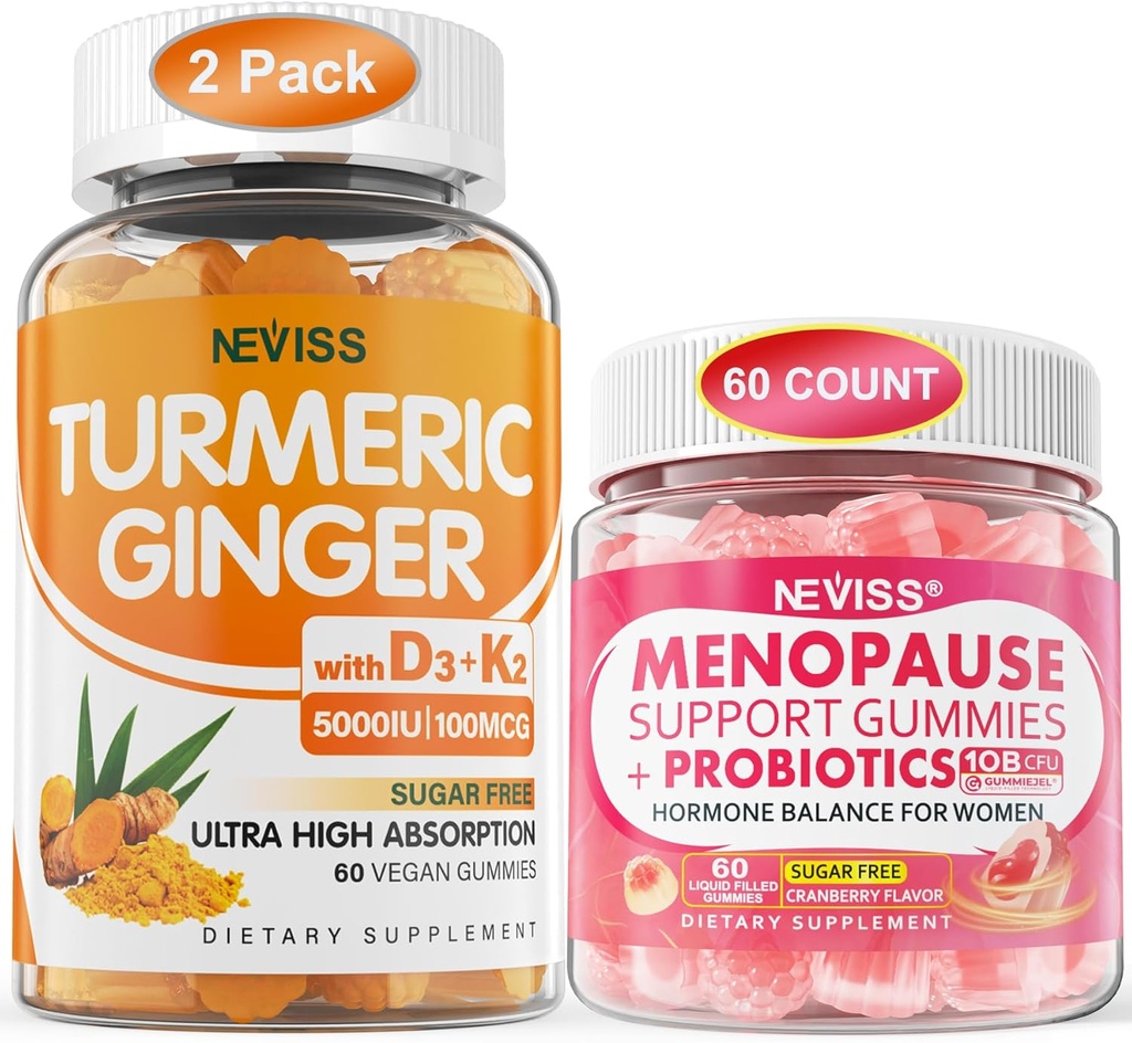 2 Pack Turmeric Ginger Gummies + 1Pack Menopause Supplement Fylld Gummies