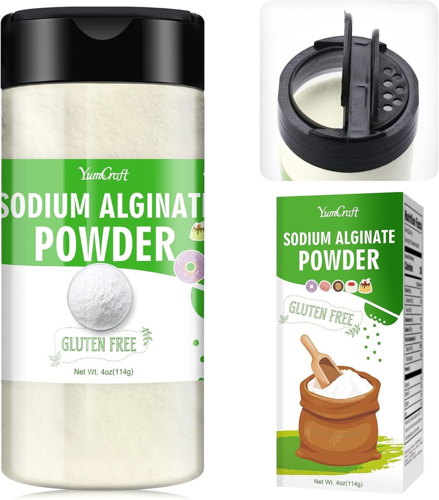 Natriumalginatpulver - 4oz Pure Sodium Alginate Food Grade Thickener Powder, Natural Gelling Agent for Desserts, Caviar Spheres Making, Ice Cream, Meatloaves, Vegan Stabilizer för Baking, Tjockning
