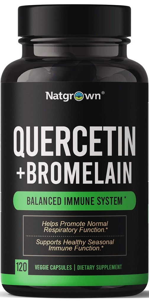 Natgrown Quercetin med Bromelain Supplement Complex - 120 kapslar