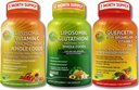 Komplett växtbaserad antioxidant & Immune Support Bundle - Liposomal Vitamin C 1500mg + Liposomal Glutathione 500mg + Quercetin med Bromelain, Zink & Vitamin C - Vegan, Förbättrad Absorption Formel