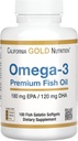 Kalifornien Gold Nutrition Omega-3 Premium Fish Oil, koncentrerad formel med EPA & DHA, Stöd för Optimal Lipid Profile & Immune System, Gluten Free, Non-GMO, 100 Fish Gelatin Softgels