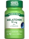 Naturens Sanning Melatonin 10 mg + L-Theanin | 72 tabletter | Maximal styrka | Vegan, icke-GMO och Gluten fri tillägg