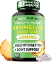Yuve High Potency Bromelain 500mg 2400GDU Digestive Enzymes - Gut & Joint Health från Pineapple - Hjälper Digesting Proteins - Plant-Based, Non-GMO, 3rd Party Tested - 120 kapslar