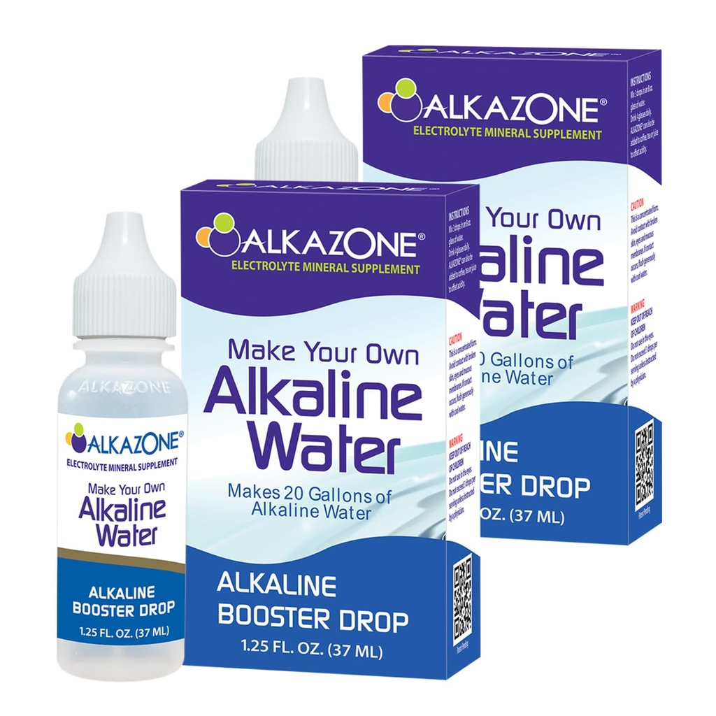 ALKAZONE Gör ditt eget alkaliskt vatten - Alkaliskt Booster Drop 1,25 oz (2 Packs)