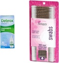 Debrox Swimmer's Ear Drops, 1 Fl Oz & Swisspers Premium Cotton Swabs, 300 Count för Water Clogged Ear Relief