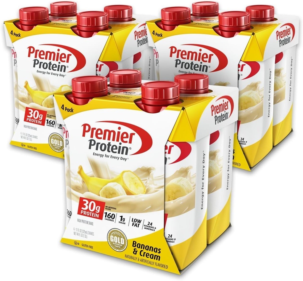 Premier Protein iiEjNj 30g Protein Shake, 11 fl oz flaska, Banana 12 greve (2 Pack)