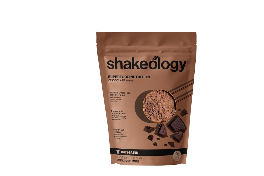 Shakeology 0g Added Sugar Whey Protein Powder Blend, Gluten-Free Shake med vitaminer och mineraler - Hjälper till att stödja hälsosam viktminskning, Lean Muscle, Gut Health - Chocolate, 30 portioner