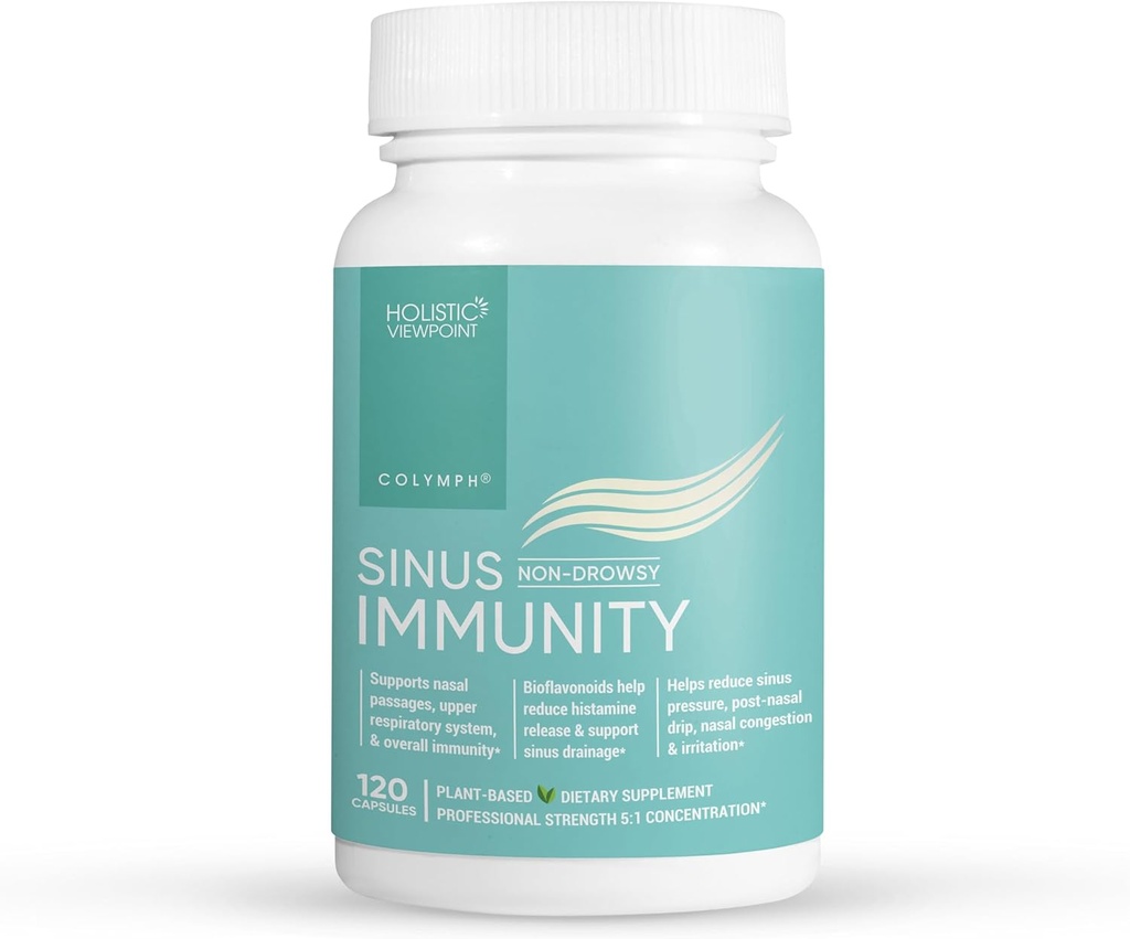 CoLymph® Sinus Immunity: Herbal Supplement med Quercetin, Bromelain, Berberine, Nettle, naturligt stöd för Sinus Congestion, Pressure & Irritation, Seasonal Nasal & Immune Care, 120 Vegan Capsules