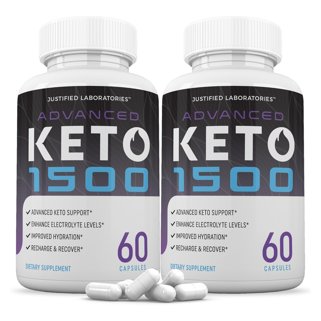 Justified Laboratories (2 Pack Advanced Keto 1500 Keto Pills 1275MG New & Improved Formel innehåller Apple Cider Vinegar Extra Virgin Olive Oil Powder Green Tea Leaf 120 kapslar
