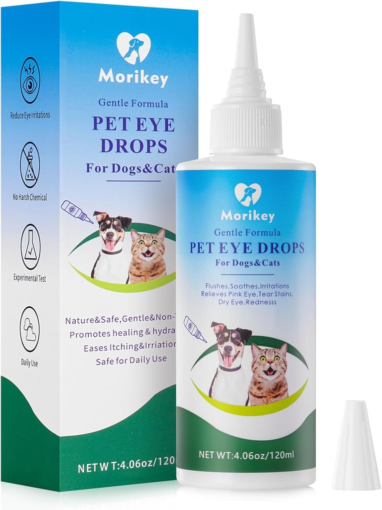 Pet Eye Drops,Gentle & Safe Dog Eye Drop för infektion,Relieve Eyes Itching & Irritation, Ta bort Tear Stains,Safe för alla djur, 4.06oz,120ml