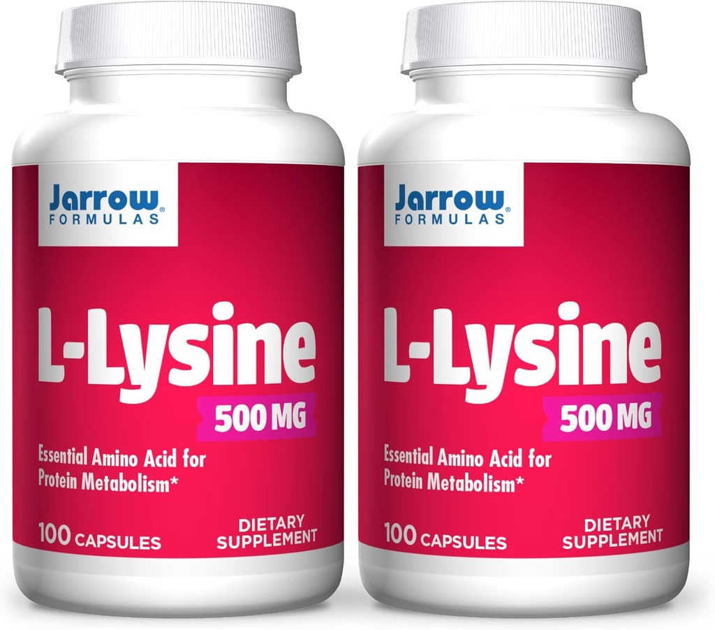Jarrow Formulas L-Lysine, bistår i proteinmetabolism, 500 Mg, 100 greve (Pack of 2)