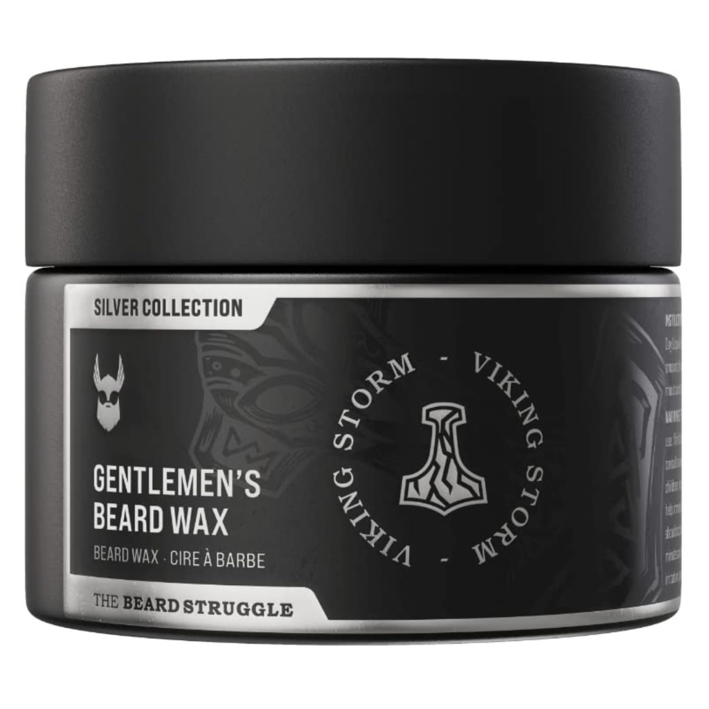 Gentlemen's Beard & Mustache Wax för män av Beard Struggle - Viking Beard Wax hjälper till att tämja stil & Groom - Silver Collection, Viking Storm - Moustache Wax, 50g / 1,76 US. oz.