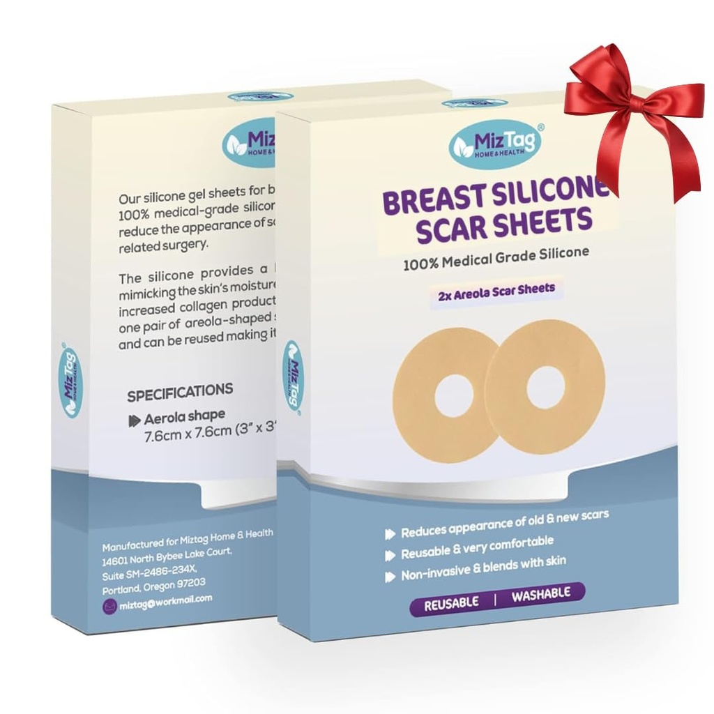 Areola Silicone Sheets - Breast Surgery Recovery Supplies - Återanvändbar och bekväm under Post-Op Bra (2 Pcs)