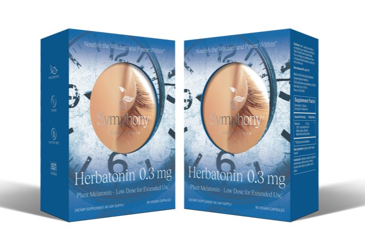 Herbatonin® 0.3 mg – The First Plant-Based, Natural Melatonin Supplement (Phyto-Melatonin) - Low Dose Sleep Aid, Supports Circadian Rhythm & Cellular Health – 180 Capsules (180 Day Supply)