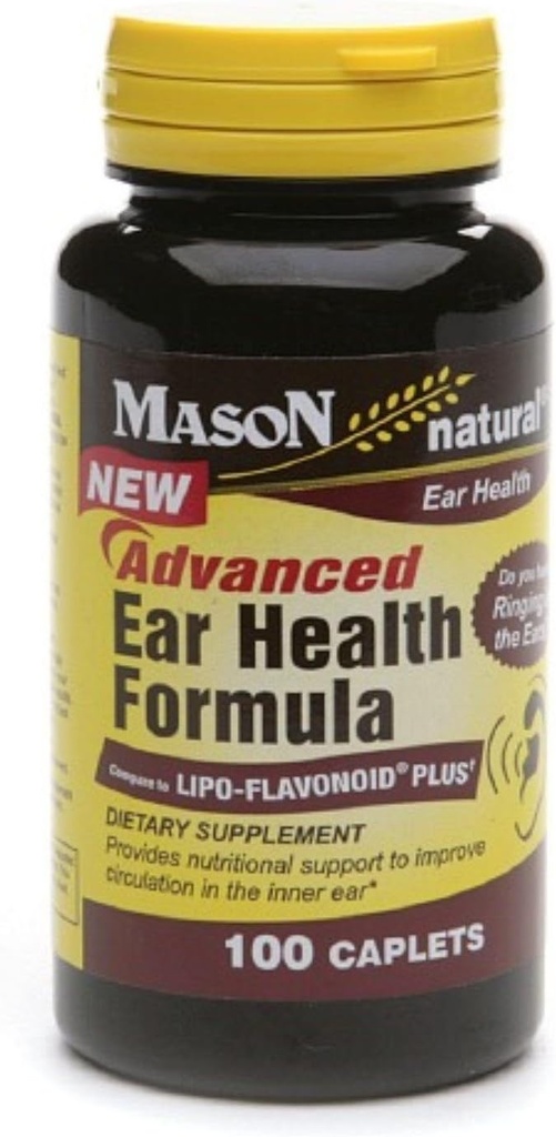 Mason Natural Advance Ear Health Formel Bioflavonoids Plus 100 Caplets per flaska Pack med 3 Total 300 Caplets