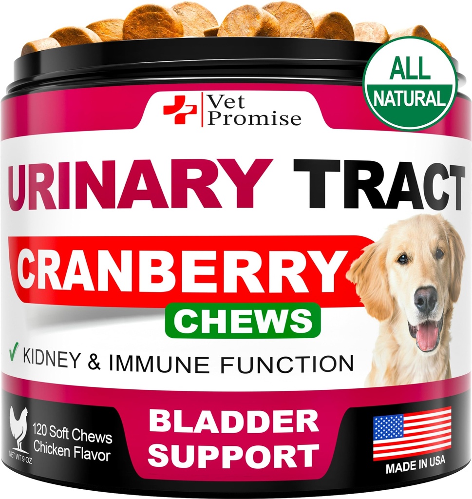Hund UTI Behandling - Cranberry Supplement för hundar UTI - Bladder Control - Urinary Tract Infection Behandling Medicine - Cranberry Supplement Vitamins Multivitamin Chews - Tillverkad i USA