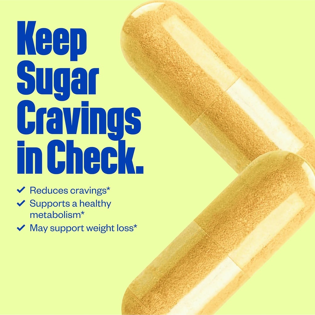 Sugarless Stop Sugar Cravings Supplement, Natural Curb Appetite and Sugar Suppressant Formula Support w/Chromium Picolinate + Berberine Supplement, Non-GMO Hunger Suppressant for Women & Men (60 ct)