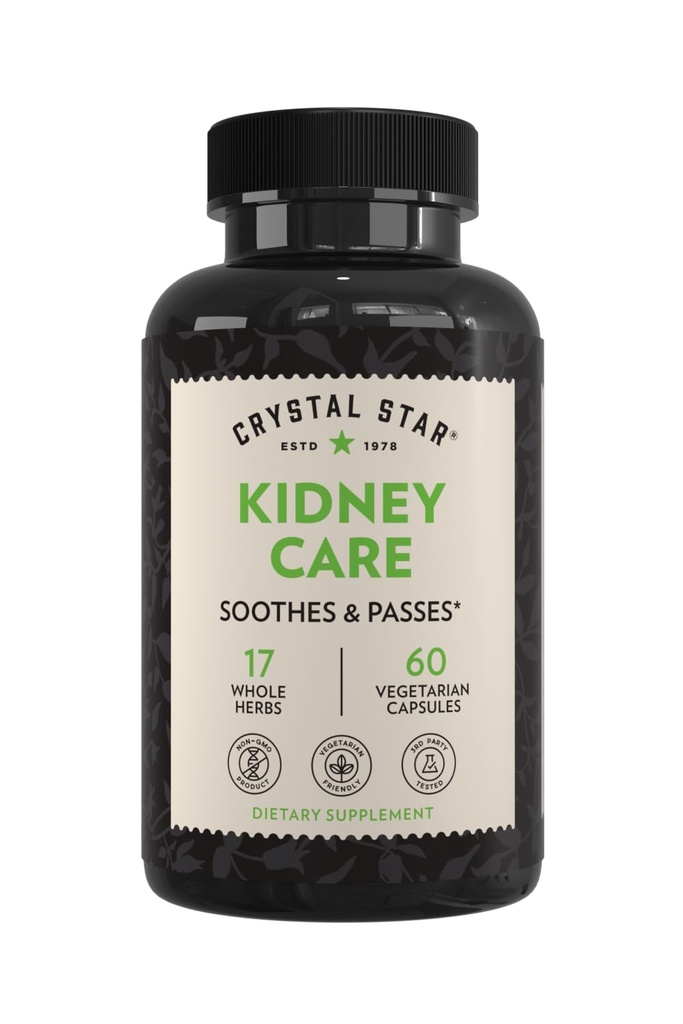 Crystal Star Kidney Care (60 kapslar) - Herbal Supplement for Kidney Cleanse, Detox & Support - Stone Root, Gravel Root & Hydrangea Root - Non-GMO