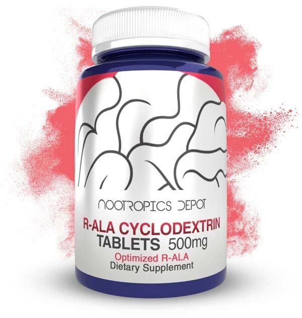 Nootropics Depot R-ALA Cyclodextrin Complex tabletter | 500mg | Optimerad R-Alpha Lipoic Acid | 30 greve