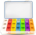 GMS 7-dagars 3-Times-a-Day Pill Organizer - Med Daily Removable Medication Containers, Lämplig för Vitamin & Medicine Användning - Säkra, Sturdy, Vattentät Veckovis Tablet Organizer, Ideal Pill Box för resor