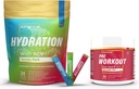 Sugar Free Hydration Powder Packets Variety - 24 Stick Packs & PreWorkout Powder with ACV | Heat, Exercise, Travel, Daily Hydration + Superfood Energy & All-Natural Nitric Oxide Booster Plus Caffeine