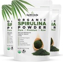Earth Circle Organics Spirulina Powder, Kosher, Raw och Non-Irradiated | Pure Vegan Protein | Premium Superfood, Hög i Aminosyror och antioxidanter - 4 Ounce (3 Packs)