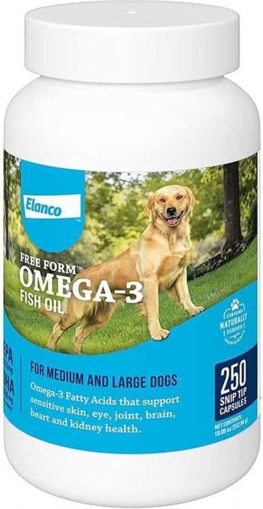 Gratis Form Snip Tips Omega-3 Fisk Oil Liquid Supplement för Medium & Stora Hundar, 250 Räkna