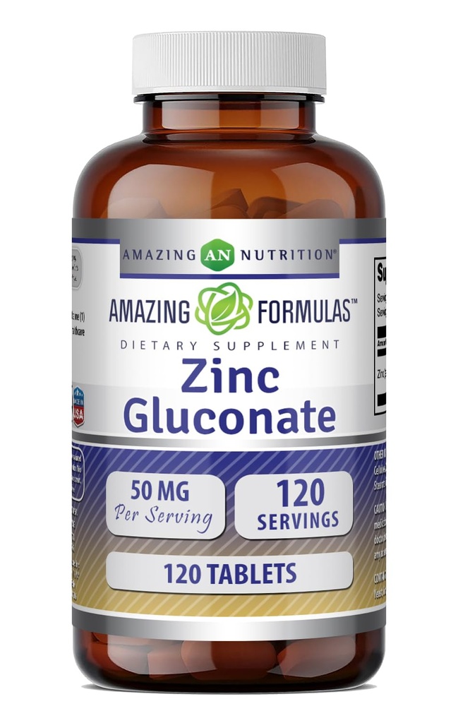 Fantastiska formler Zink Gluconate Supplement | 50 Mg Per Servering | Tabletter | Icke-GMO | Glutenfri | Tillverkad i USA (120 greve)