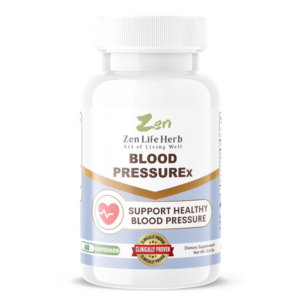 ZEN LIFE HERB Blood PressuREx - Heart Health Blood Pressure Support Supplement-Support Blood Pressure & Healthy Circularity Naturligt Ginseng Plus Blend 100% Pure Plant-Based Supplement (60 kapslar)