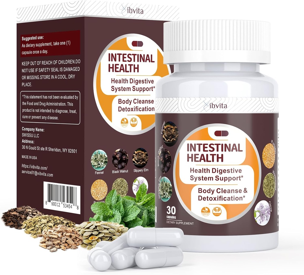Gut Health Cleanse Detox Capsules - Intestinal Cleaner med Wormwood, Black Walnut, Garlic Bulb, Clove Support Colon Cleanser & Digestion System för kvinnor och män, 30 Caps