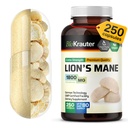 BIO KRAUTER Lions Mane Supplement Capsules 1800 mg - 250 greve - Vegan Lions Mane Powder Supplement för hjärnstöd - 3 månaders leverans - Inga filler