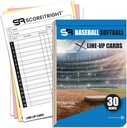 Baseball/Softball Lineup Cards – 16 Player Book Format Lineup-kort för 30 spel – Flipbook Carbon Copy 4 Part Form – Time Saving och Practical Baseball Coaching Tillbehör