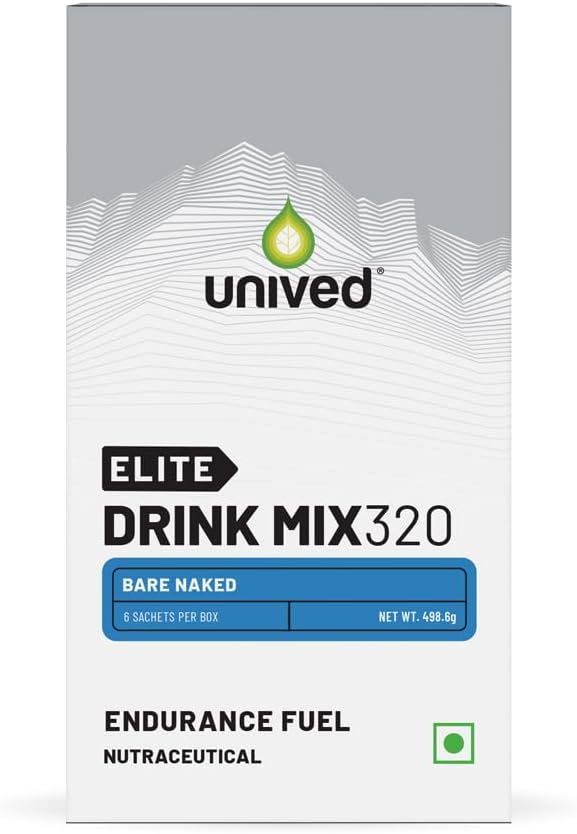 Unived Elite Drink Mix 320 | High Calorie Energy Drink | 2:1 Ratio & 80g Carbohydrates with 1705mg Essential Electrolytes | Endurance Athletes Sports Drink, Bare Naked, 6 Pack