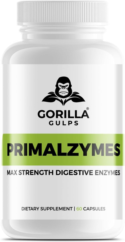 Gorilla Gulps - Primalzymer - Max Strength Digestive Enzymes, 60 Veggie Capsules