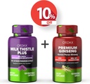 ORZAX Milk Thistle Plus 120 Vegatable Capsules och Premium Ginseng 120 Vegatable Capsules, Bundle