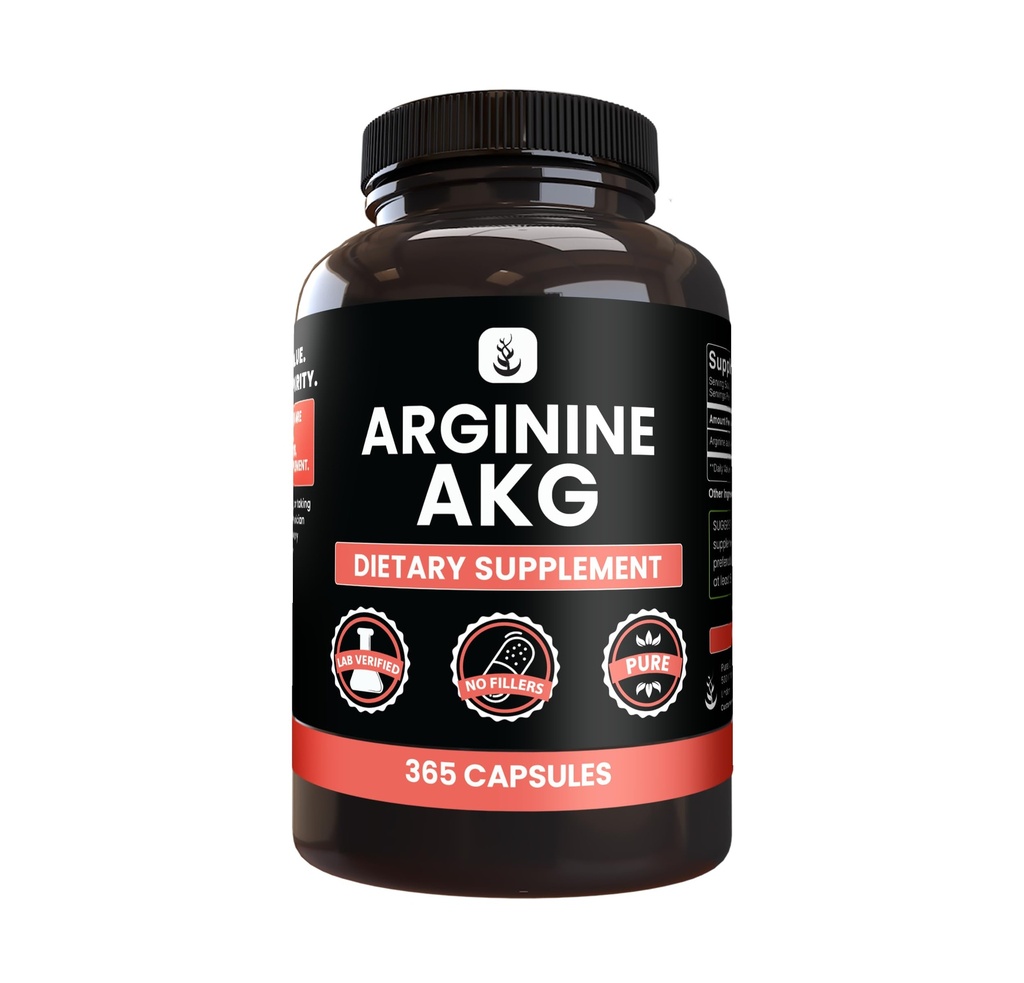 PURE ORIGINAL INGREDIENTS Arginine AAKG (365 kapslar) Inga magnesium eller risfiller, alltid ren, Lab Verified